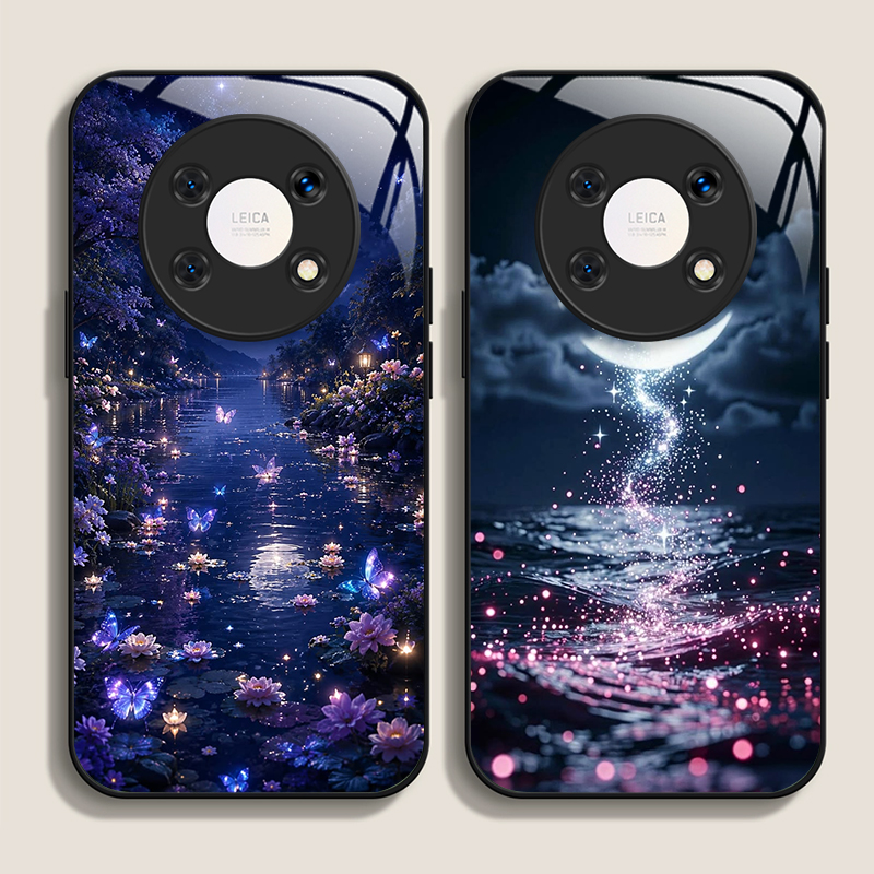 Huawei Nova 12 - เคสโทรศัพท์กระจกนิรภัยลายทิวทัศน์พระจันทร์ยามค่ำคืน สำหรับ Huawei Nova 13 Pro
