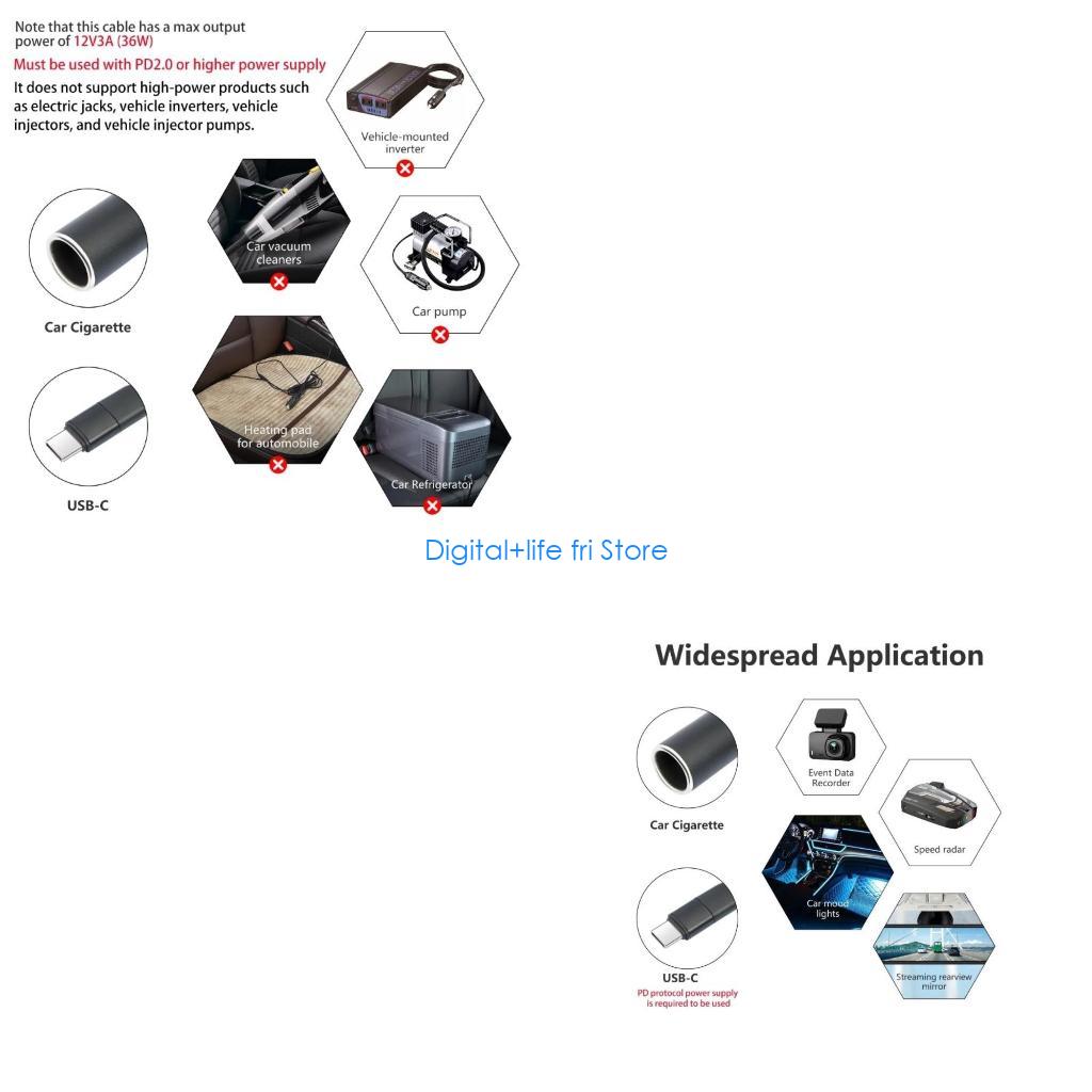 Electronics And Gadgets C - E06D USB C ชายไปยังอะแดปเตอร์ไฟแช็กบุหรี่ 5V ถึง