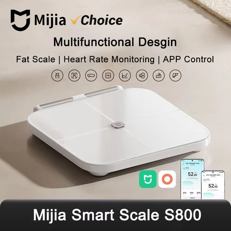 Body Fat Scale Smart - เครื่องชั่งน้ำหนักอัจฉริยะ Mijia S800 8-อิเล็กโทรด วัดไขมันในร่างกายด้วยบลูทูธ ความถี่คู่