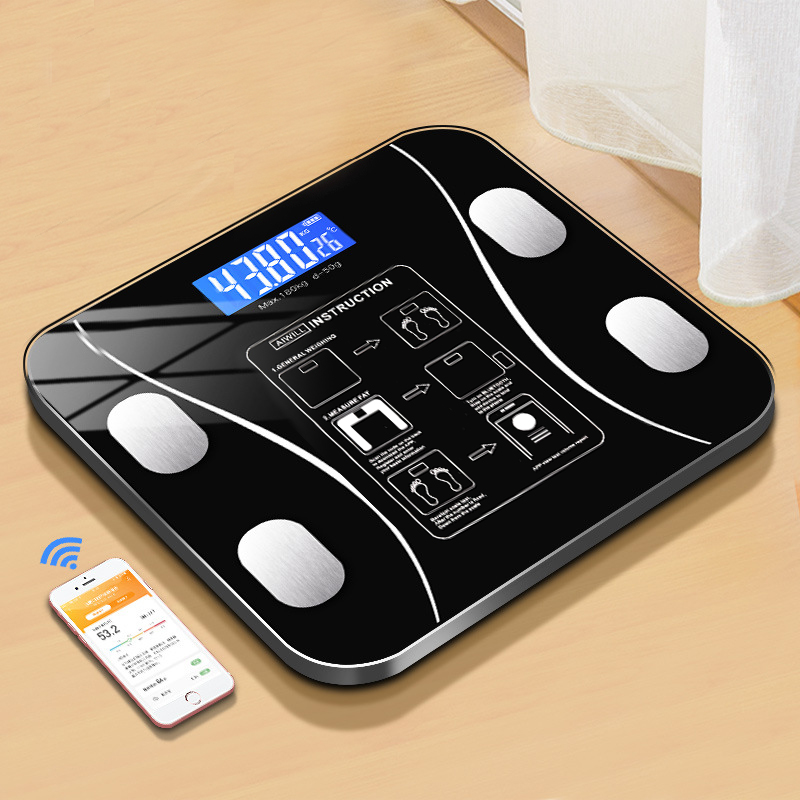 Body Fat Scale Smart - เครื่องชั่งน้ำหนักไขมันในร่างกาย เครื่องชั่งน้ำหนักดิจิตอลไร้สายอัจฉริยะ เครื่องวิเคราะห์องค์ประกอบของร่างกายพร้อมแอพสมาร์ทโฟนที่รองรับบลูทูธ